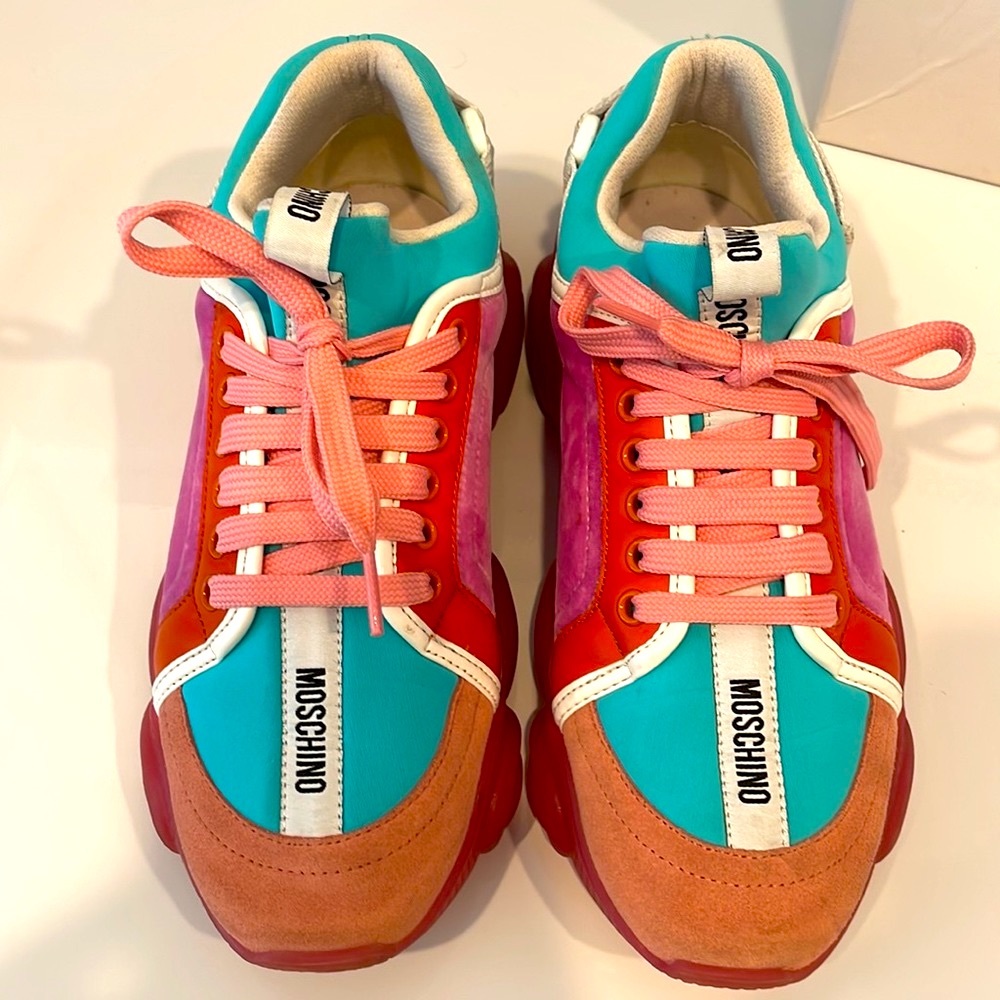 Moschino “Teddy” Mixed Media Low Top Sneakers - Picture 7 of 12